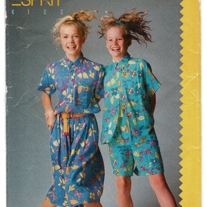 Uncut Butterick 6135 Girls Esprit Sewing Pattern, Button Front Shirt, Mid-Calf Skirt & Pleated Shorts Size 7 breast 26 Vintage 1980s FF  i