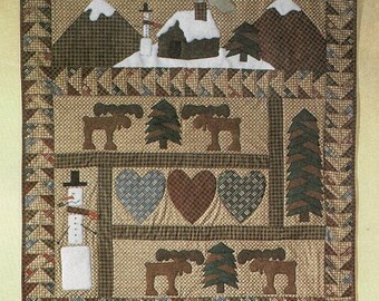 McCalls 8327 Christmas Wall Art Quilt & Stocking Sewing Pattern, American Rustic WallHanging + Pillows, Complete 1990s Uncut FF  L