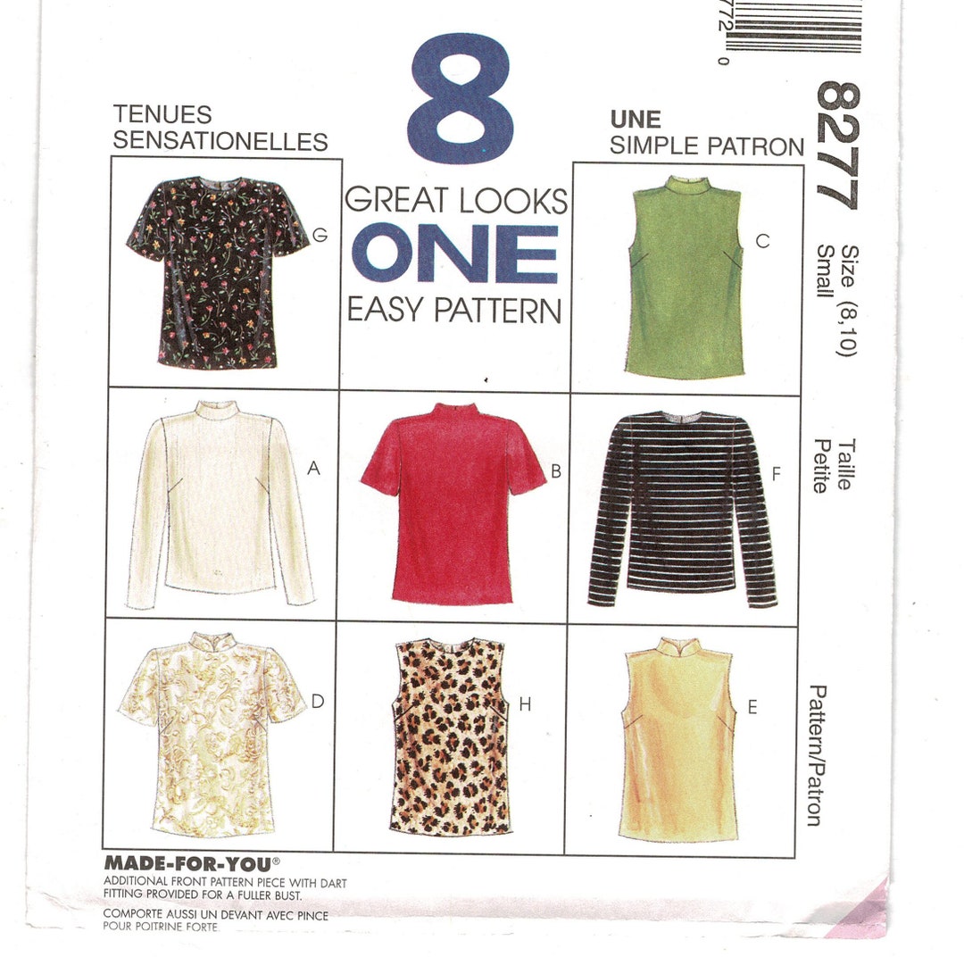 Mccalls 8277 Ladies Semi-fitted Top Woman Sewing Pattern, Pullover ...