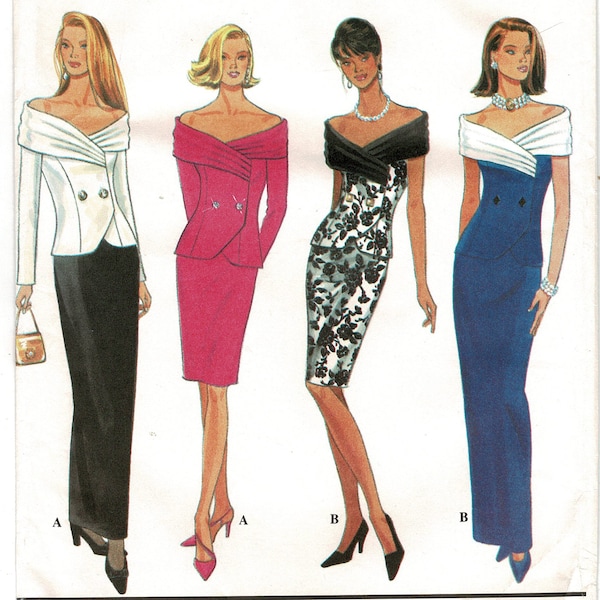 Simplicity 8731 Ladies Skirt & Fitted Top Woman Sewing pattern, Cocktail Evening Bridesmaid Misses Petite Size 4 6 8 Bust 29 30 31 UNCUT 90s