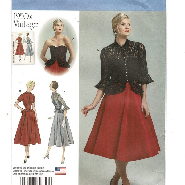 Simplicity 1250 Retro 50s Strapless Cocktail Dress & Jacket Woman Sewing Pattern Misses size 14 16 18 20 22, Complete UNCUT FF