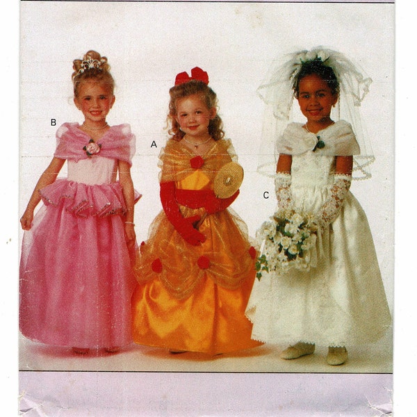 Butterick 6934 Cute Toddler Girl Costume Gowns Sewing Pattern, Wedding Dress, Princess, Southern Belle, Size 2 3 4 Complete 1990s UNCUT