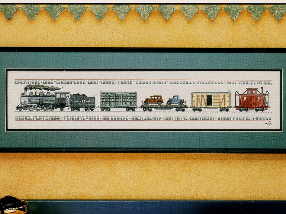 Steam Engine Freight Train Cross Stitch Pattern by Patricia | Etsy