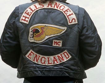 Hells Angels Embroidered Patch Vest | Large Back Patch Club Style Vest | Custom Bottom Rocker Vest