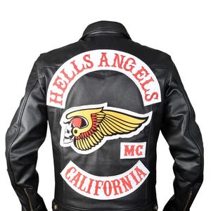 Custom Hells Angels Style Leather Jacket | Personalized MC Biker Jacket | Custom City Back Patch Motorcycle Jacket | Men's Motorcycle Gift