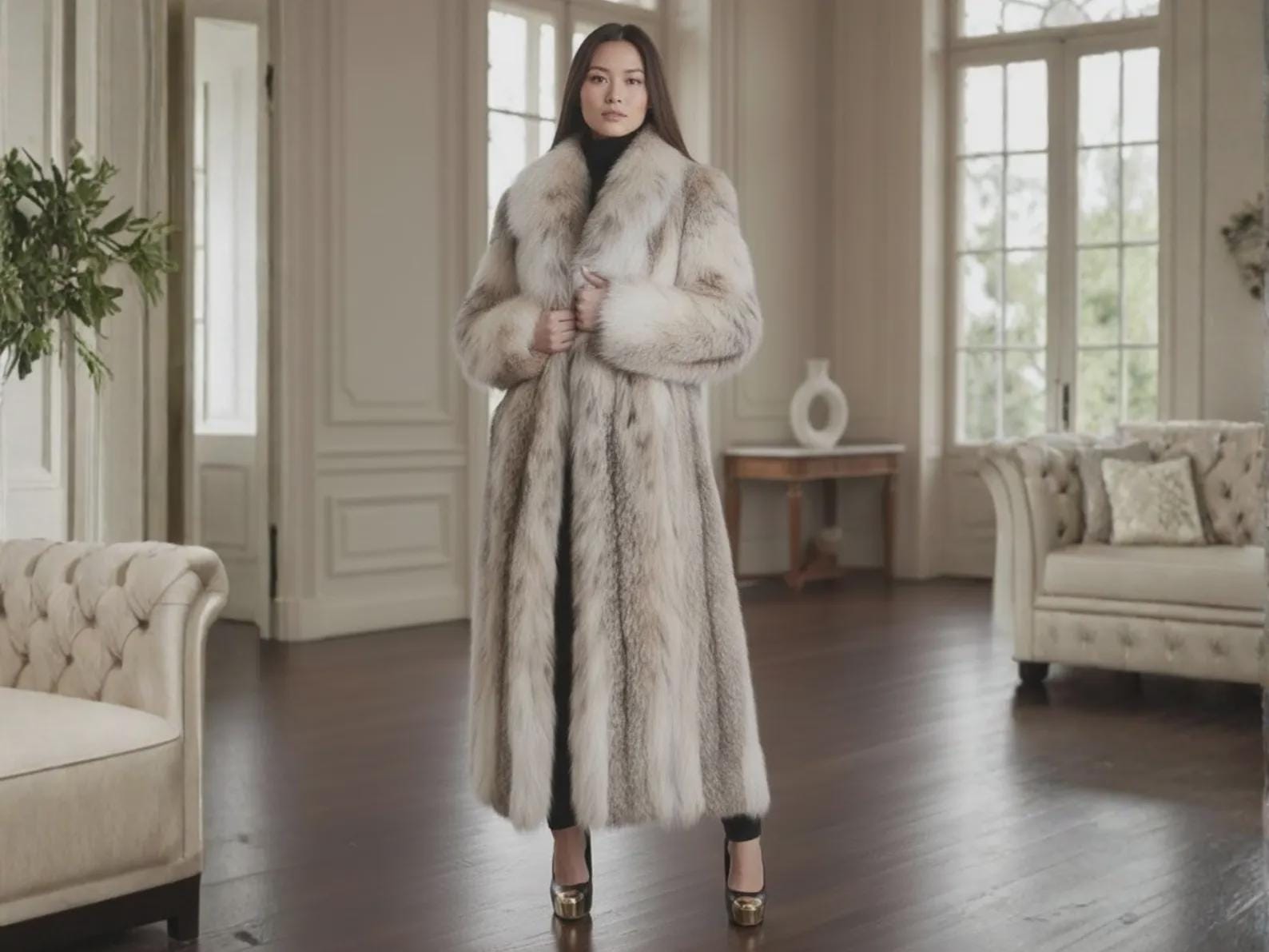 Silver fox fur coat - Etsy 日本