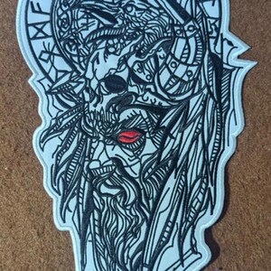 Odin Viking God Embroidered Back Patch, Norse Mythology Skull Raven Patch, Large Biker Vest Jacket Patch, Viking Warrior Back Piece