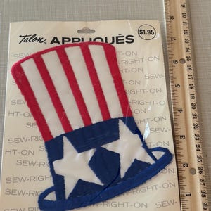 Vintage 1971 Patriotic USA Uncle Sam Top Hat Applique Sew-On Patch