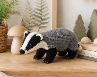 Schema per realizzare un tasso all'uncinetto in formato PDF, schema per un tasso amigurumi, animale del bosco all'uncinetto, tutorial per realizzare un peluche di animali selvatici della foresta