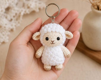 Sheep Keychain Crochet Pattern PDF, Lamb Amigurumi Keychain, Cute Animal Crochet Pattern, Mini Sheep Plush