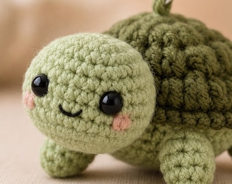 Portachiavi tartaruga all'uncinetto, portachiavi tartaruga amigurumi, ciondolo tartaruga carino, peluche tartaruga marina kawaii, portachiavi animale fatto a mano, regalo per amanti delle tartarughe