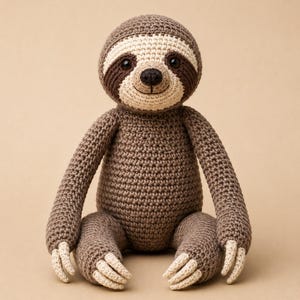 Peluche de perezoso de ganchillo, juguete de perezoso amigurumi hecho a mano, animal de peluche, decoración de guardería con temática de bosque, regalo para baby shower