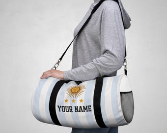 Personalized Argentina Duffel Bag Custom Name Travel Bag Argentine Sports Gym Bag Soccer Fan Carry On Weekend Bag