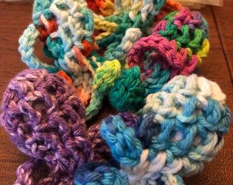 Handmade Crocheted Cat Toy, Organic Catnip, Rainbow Cotton Yarn