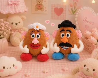 Potato Plush Dolls (Set of 2) – Mr & Mrs Potato Head-Style Plush Toy – Cute Food Plushie Gift for Kids