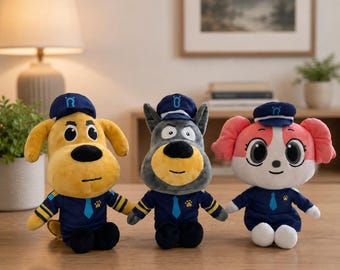Sheriff Labrador Plush Toy Inspired Cartoon Dog Plushie, Cute Police Animal Stuffed Dolls, Kawaii Collectible Gift for Kids & Fans
