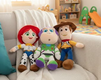 Toy Story Inspired Plush Doll Set – Jessie, Buzz  Cowboy Stuffed Toys – Soft PP Cotton Plush Gift for Kids & Collectors