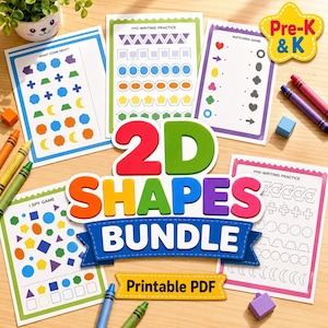 2D Formen Arbeitsblätter | Vorschule Kindergarten | Lerne Formen Aktivität | PDF-Download