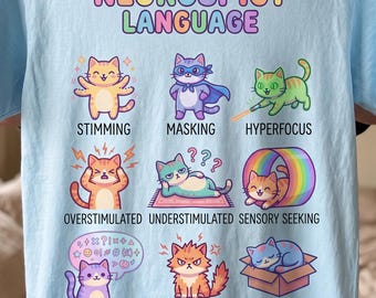 Neurospicy Language Cat Shirt, AuDHD Comfort Colors Tee, Neurodivergent Gift
