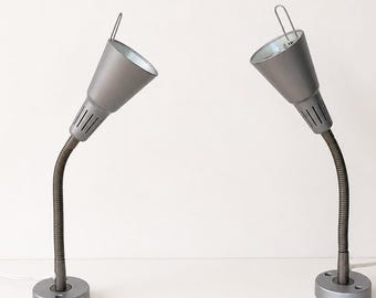 Coppia di faretti vintage IKEA KVART – Lampade da lettura a collo d'oca regolabili – Argento, stile scandinavo