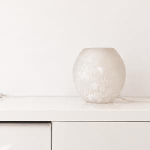 Vintage IKEA KNUBBIG Lamp: Frosted White Glass Cherry Blossom Shade, Scandinavian Decor