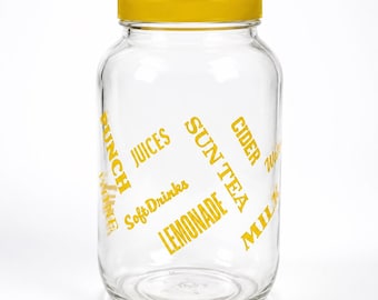 Vintage Hazel Atlas Yellow Beverage Jar | Retro Kitchen Storage Canister