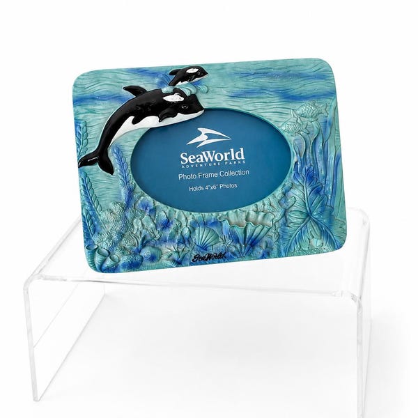 Vintage SeaWorld Orca Whale 4x6 Photo Frame | Ocean Themed Resin Picture Frame | Killer Whale Souvenir Decor | Beach House Gift