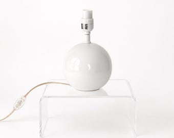 Vintage keramische bollamp | Glanzend witte wereldbolvoet, moderne verlichting uit het midden van de eeuw