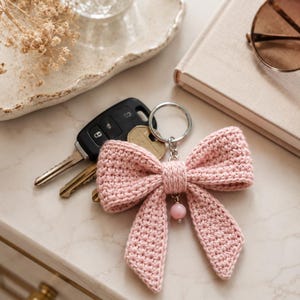 Beginner Crochet Bow Keychain Pattern, Bag Charm Tutorial (PDF Download)