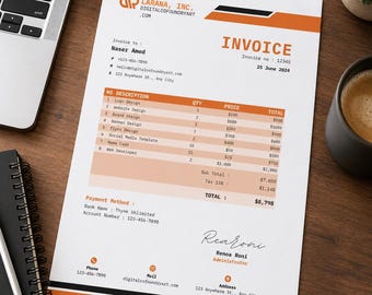 Professional Invoice Template – Fillable PDF & Editable Canva, US Letter, Small Business-Friendly