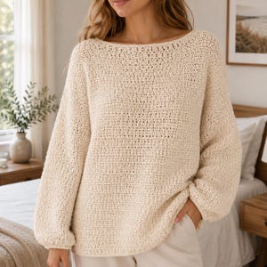 Haakpatroon voor een trui (PDF), moderne losvallende pullover, boho tanktop, makkelijk te haken top met boothals, XS–5XL, beginnersvriendelijk haakpatroon