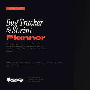 Bug Tracker & Sprint Planner Notion Template | Developer Workspace | Solo Dev | Indie Hacker