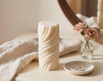 Ivory Sculptural Candle, Hand-Poured Decorative Candle, Drape No. 01