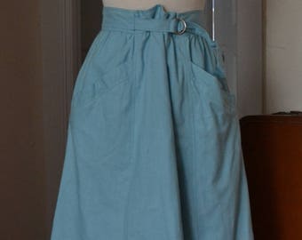 1980s Baby Blue Cotton Skirt