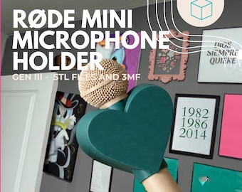 RODE Wireless GO Gen 3 Mini Microphone Holder STL + 3MF Files, Heart & Box, 4 Sizes, Handheld Mic Prop for Creators, Digital Download