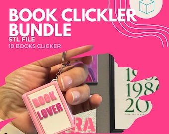 Book Clicker STL Bundle | Bookish Clicker 3D Print Files | Reader Fidget Keychain STL | Book Lover Gift | Digital Download