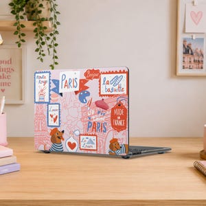 Paris Sticker Collage Matte MacBook Case | French Baguette Eiffel Tower