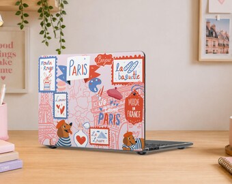 Paris Sticker Collage Matte MacBook Case | French Baguette Eiffel Tower