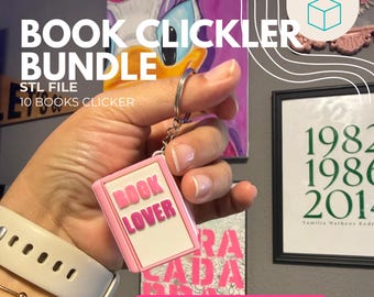 Book Clicker STL Bundle - 10 Bookish Fidget Keychain Files | Reader & BookTok Gift | Commercial License | Digital Download