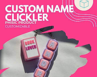 Personalisierter Klicker-Schlüsselanhänger, Klicker mit individuellem Namen, 3D-gedruckter sensorischer Schlüsselanhänger, Klicker mit individuellem Wort, personalisiertes Geschenk