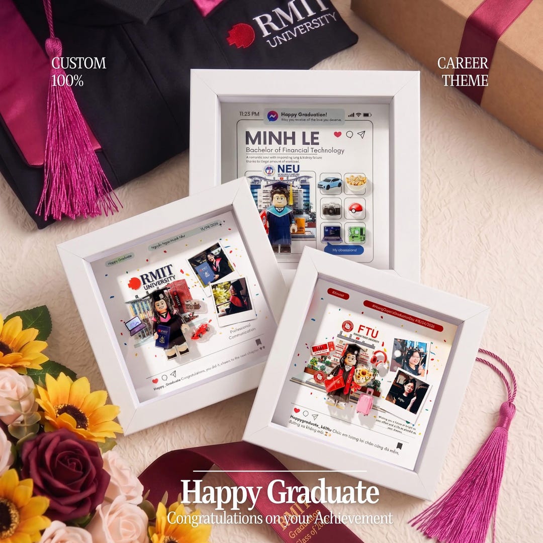 Personalized Graduation Minifigure Shadow Box, Custom University ...