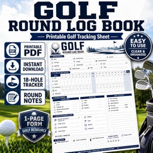 Golf Round Log Printable | Score Tracker and Course Notes