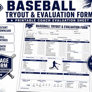 Baseball Tryout and Evaluation Form | Printable Evaluation Sheet for Coaches