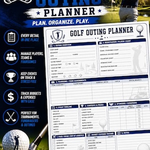 Golf Tournament Planner Printable | Outing Organizer and Event Checklist