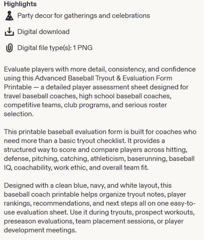 Baseball Tryout and Evaluation Form | Printable Evaluation Sheet for ...