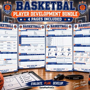 Basketball Player Development Bundle | 4-Page Coach Evaluation & Progress System