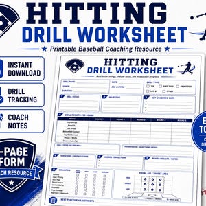 Baseball Hitting Drill Worksheet Printable | Swing Results Tracker, Baseball Training Form