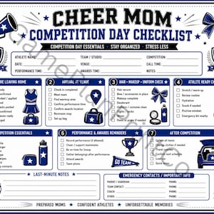 Cheer Mom Competition Checklist Printable | Performance Day Planner and Organizer