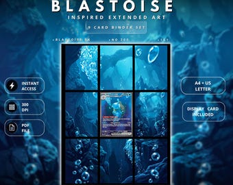 Blastoise ex 200/165 Inspired Extended Art for Binder | Ocean Depths Binder Display | Digital Download