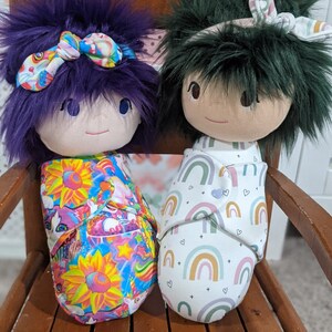 Rainbows or 90s Girls Swaddle Baby Doll